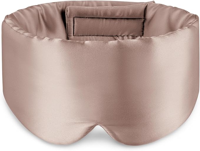 Zenssia 100% Mulberry Silk Sleep Mask Eye Mask for Man and Woman with Adjustable Headband, Full Size Large Sleep Mask & Blindfold for Total Blackout for All Night Sleep, Travel & Nap-Taupe-VivaGrace Women