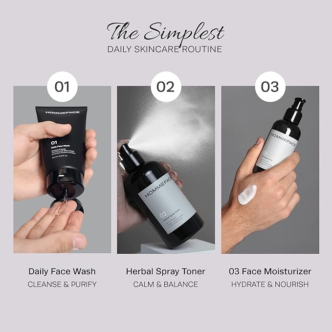 HommeFace Daily Trio Skin Care Set for Men, 3-Step Routine-VivaGrace Women