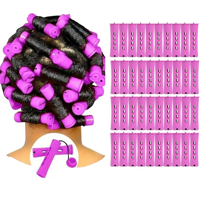 YOROSTAR Perm Rods Set for Natural Hair 40pcs Plastic Cold Wave Rods for Long Short Hair Rollers Large Hair Curling Rods for Women Purple-VivaGrace Women