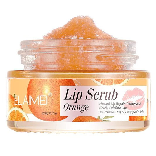 Lip Scrub, Lip Scrubs Exfoliator & Moisturizer, Lip Repair for Lush Soft Lips, Lip Moisturizer for Chapped Dry and Flaky Lips Treatment, Lip Scrubs (Orange)-VivaGrace Women