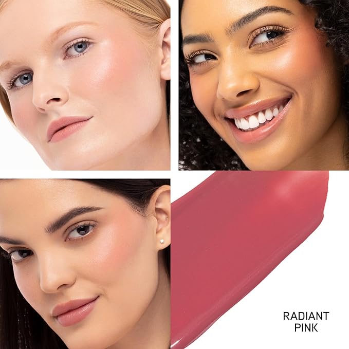Physicians Formula Mineral Wear®Diamond Filler Cheek & Lip Color, Serum-to-Cream Multi-Use Liquid Blush Formula, Plumps & Smooths for Fuller Looking Cheeks & Lips, Monochromatic Look - Radiant Pink-VivaGrace Women