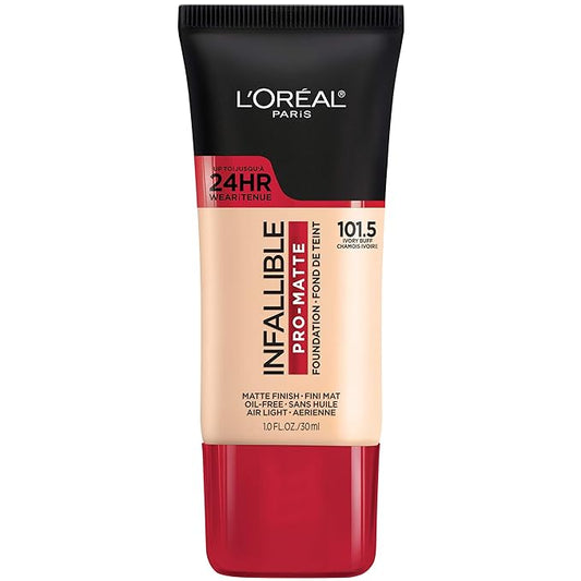 L'Oreal Paris Cosmetics Makeup Infallible Pro-Matte Liquid Longwear Foundation, Ivory Buff, 1 fl oz.-VivaGrace Women