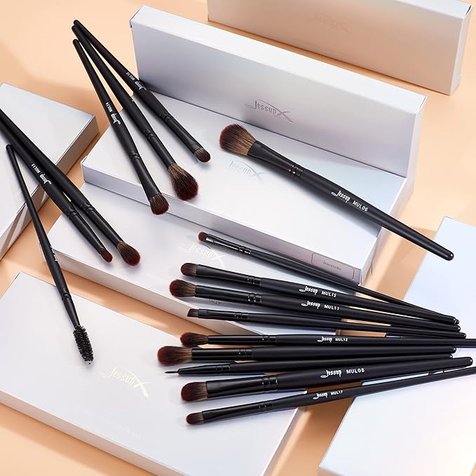 Jessup Eye Brushes Set, Vegan Makeup Brushes with Concealer Powder Eyeshadow Blending Eyeliner Spoolie Brush, 16pcs Premium Synthetic Black Cosmetic Brush T272-VivaGrace Women