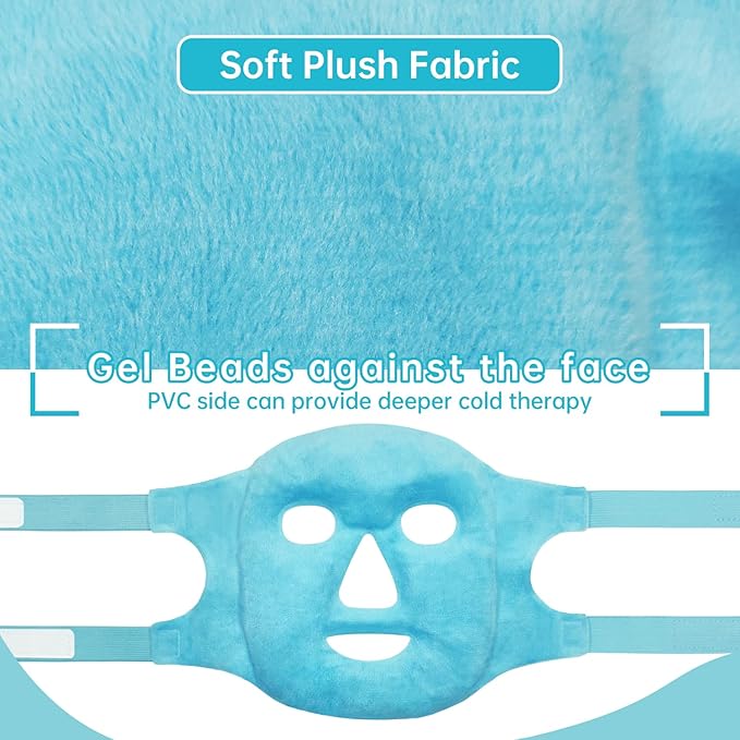 Ice Face Mask Reusable and Cold Gel Eye Mask for Puffiness/Dark Circles/Eye Bags/Dry Eyes/Headaches/Migraines/Stress Relief, Ice Pack for Eyes & Face (Blue)-VivaGrace Women