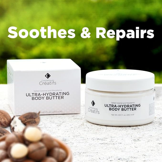 Ultra-Hydrating Body Butter with Shea Butter, 8.5 fl. oz., Salted Caramel and Macadamia Scent, Deep Moisturizing, Soothes, Repairs, and Nourishes Skin-VivaGrace Women