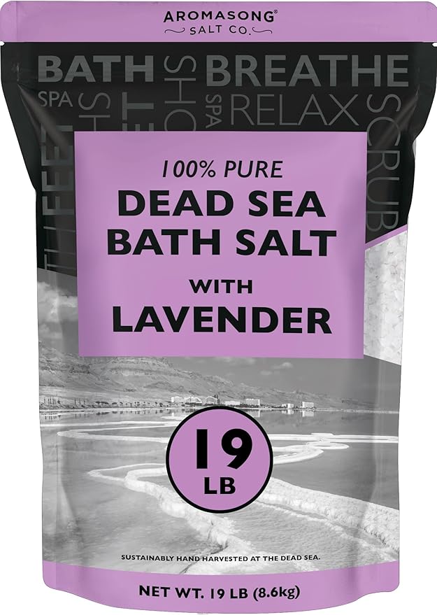 Aromasong Pure Dead Sea Salt for Soaking with 100% Natural Lavender, 19 LB - Spa Bath Salt Fine Grain - Body Wash Scrub - Soak for Women & Men- Bulk Resealable Pack-VivaGrace Women