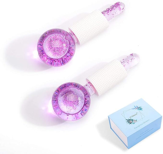 ICE Beauty Balls for Facial, 2PCS Purple Facial Roller for Cold Facial Massage Face Roller Balls with Anti-Freeze Liquid to Reduce Puffiness, Pores, Wrinkles…-VivaGrace Women