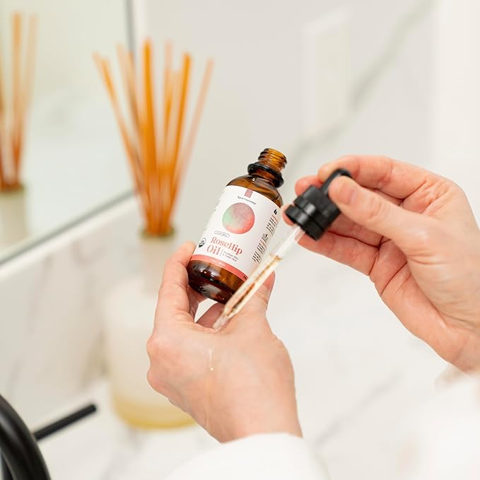 Organic Rosehip Oil, Cold Pressed Rosehip Oil for Face, Skin Care, Gua Sha, and Hair Care, USDA Certified Organic 100% Pure, Hexane Free, 4 Fl Oz.-VivaGrace Women