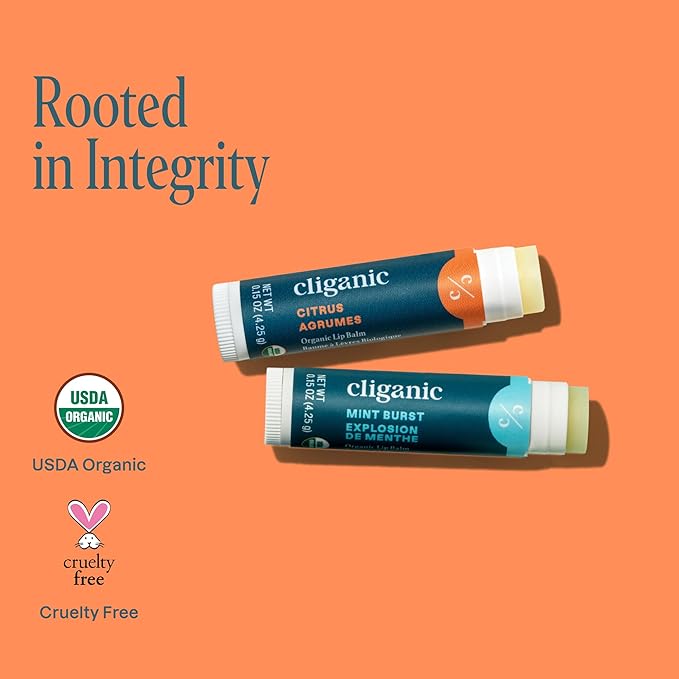 Cliganic Organic Lip Balm 2 pack - Cooling Citrus-VivaGrace Women