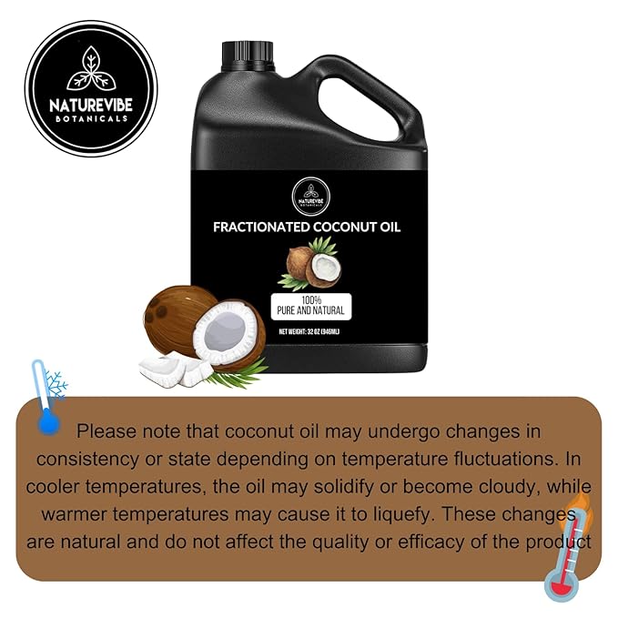 Naturevibe Botanicals Fractionated Coconut Oil 32 Ounces | 100% Pure and Natural | Great for Skin Care and Hair Care-VivaGrace Women