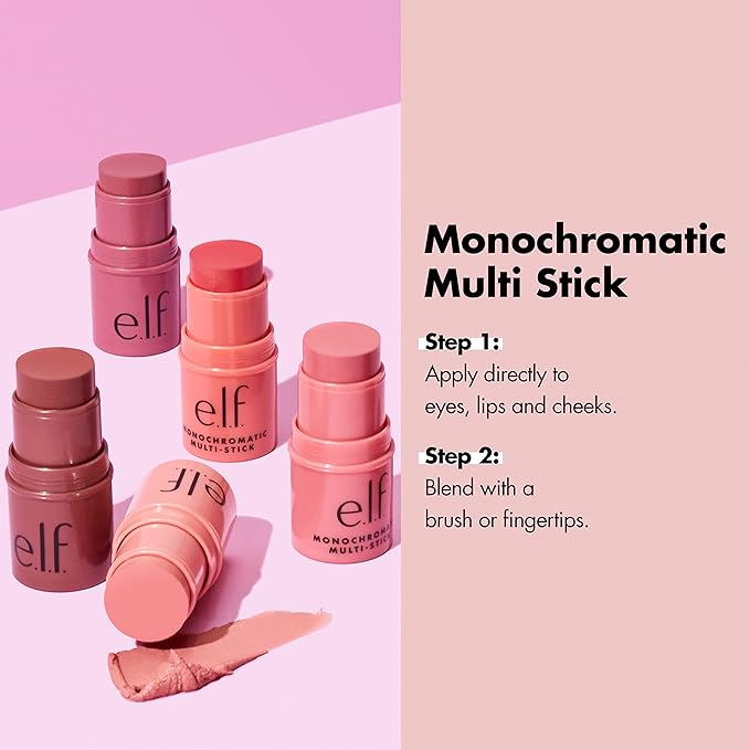 e.l.f. Monochromatic Multi Stick, Luxuriously Creamy & Blendable Color, For Eyes, Lips & Cheeks, Luminous Berry, 0.155 Oz (4.4g)-VivaGrace Women