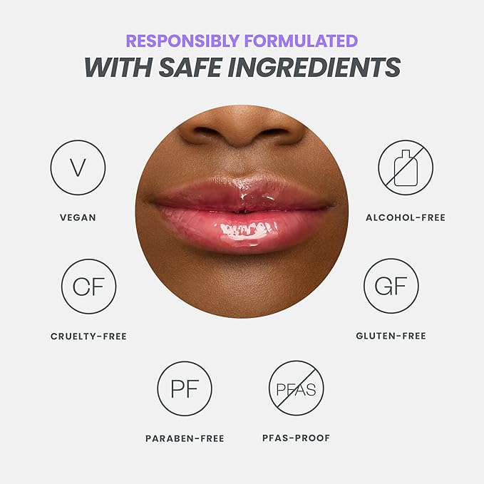 Wonderskin Lip Oil Rehab Serum - Tinted Lip Oil for Women, Hydrating, Moisturizing, and Non-Sticky Red Tint Serum for Dry Lips (Amour)-VivaGrace Women