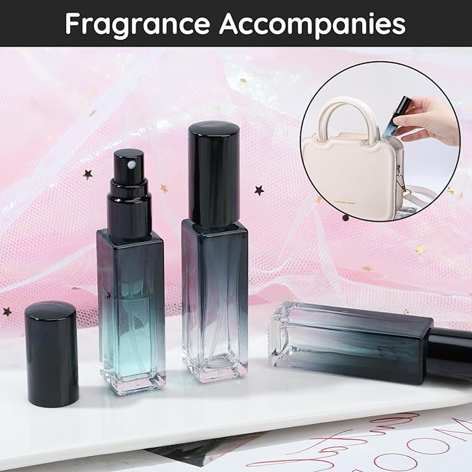 Segbeauty Travel Perfume Bottle Refillable, 5pcs 10ML Mini Glass Perfume Containers with Funnel and Pipette, Empty Portable Leak-proof Fragrance Bottles Spray Atomizer Pump Bottle Kit for Toiletries-VivaGrace Women