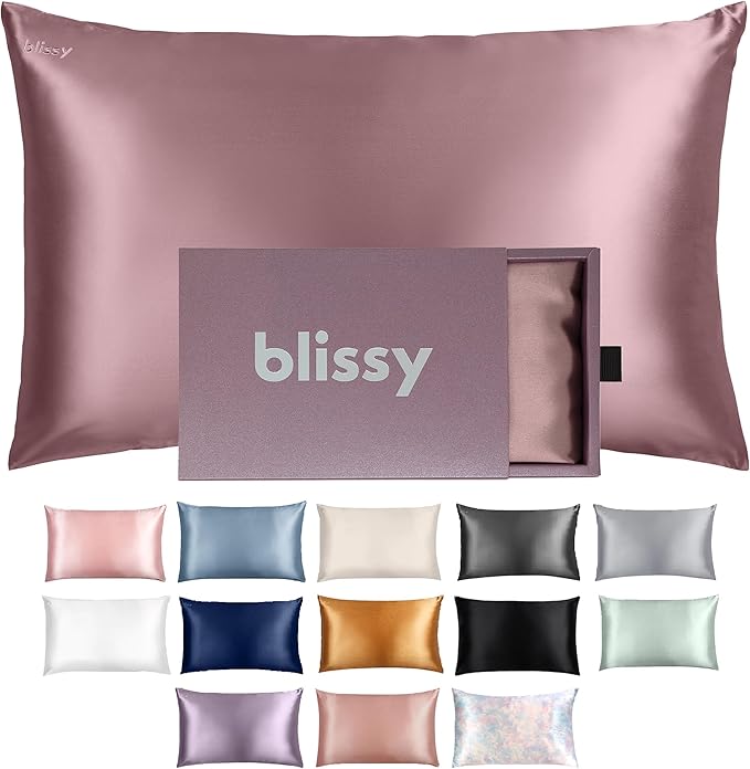 Blissy Silk Pillowcase - 100% Pure Mulberry Silk - 22 Momme 6A High-Grade Fibers - Silk Pillow Cover for Hair & Skin - Regular, Queen & King (Plum, King)-VivaGrace Women