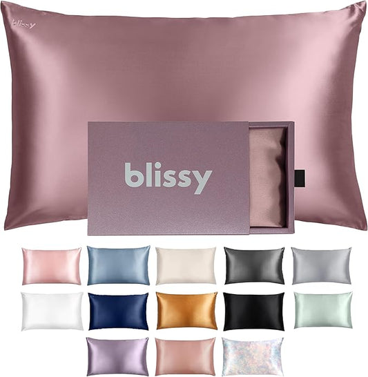 Blissy Silk Pillowcase - 100% Pure Mulberry Silk - 22 Momme 6A High-Grade Fibers - Silk Pillow Cover for Hair & Skin - Regular, Queen & King (Plum, Standard)-VivaGrace Women