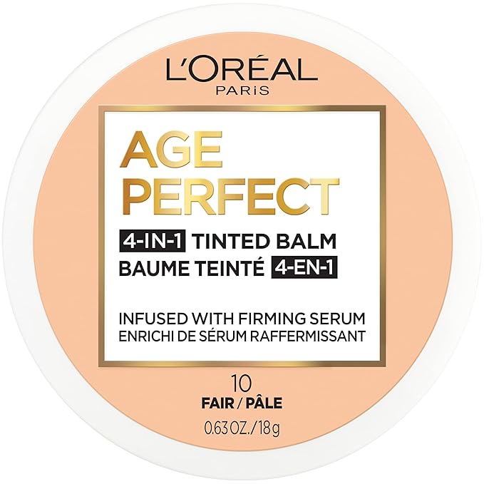 L'Oreal Paris Age Perfect 4-in-1 Tinted Face Balm Foundation with Firming Serum, Fair 10, 0.61 Ounce-VivaGrace Women