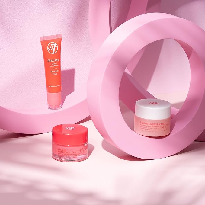 W7 Sweet Dreams Lip Care Trio - 3 Piece Set - Overnight Lip Mask, Lip Balm & Lip Scrub - Strawberry-VivaGrace Women