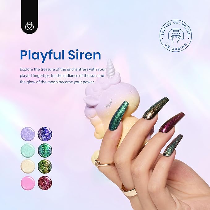 Beetles Glitter Gel Nail Polish Set, Pastel Pink Purple Blue 6 Colors Nebula Halo Chameleon Gel Polish Soak Off Uv Nail Lamp Gifts for Women-VivaGrace Women