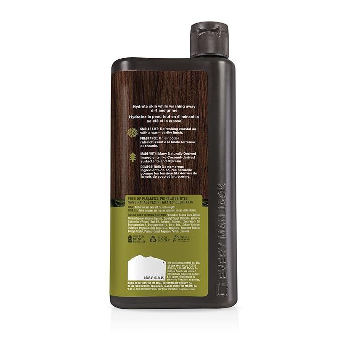 Every Man Jack Nourishing Coastal Moss Mens Body Wash for All Skin Types - Naturally Derived Ingredients - Cleanse and Hydrate Skin with Coconut and Glycerin - 24oz 2 Bottles-VivaGrace Women