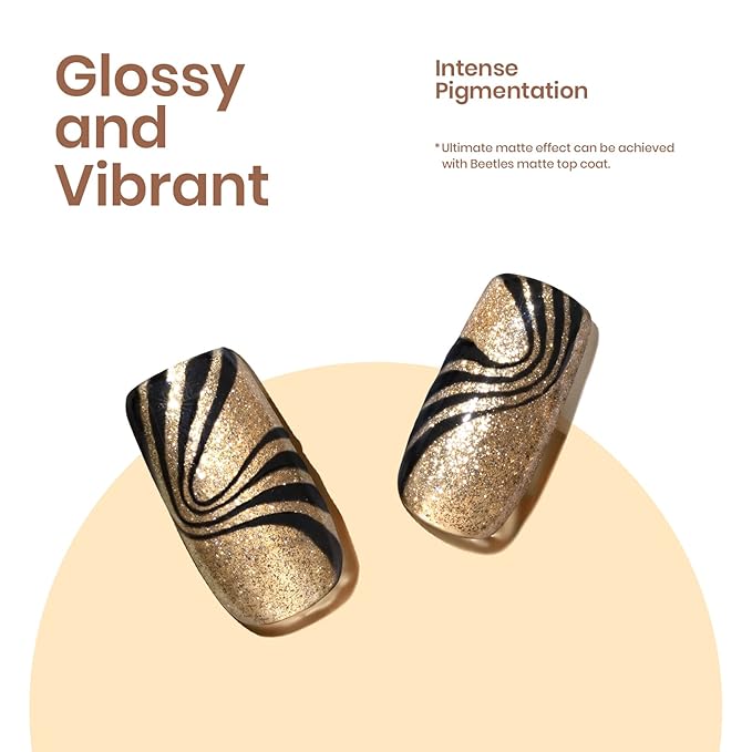 Beetles Shimmer Gel Nail Polish Set, 6 Colors Black White Polish Gel Silver Rose Gold Glitter Fall Nail Polish Soak Off Uv Lamp Nail Art Manicure Salon Gifts for Her Women-VivaGrace Women