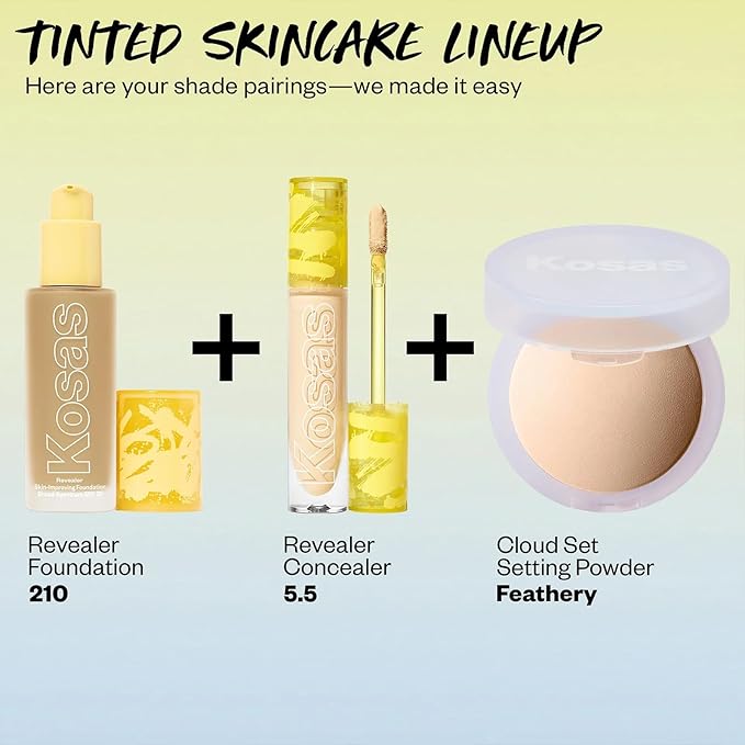 Kosas Revealer Skin-Improving Foundation with SPF 25 Protection - Hydrate, Brighten, Soothe, Plump, Protect Skin - Smoothing Texture, Natural Finish and Clean Formula - Light Medium Neutral Olive 210-VivaGrace Women