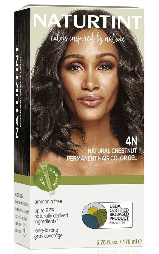 Naturtint 4N Natural Chestnut Permanent Hair Color (Pack of 1), Ammonia Free, Vegan, Cruelty Free, up to 100% Gray Coverage, Long Lasting Results (Packaging may vary)-VivaGrace Women