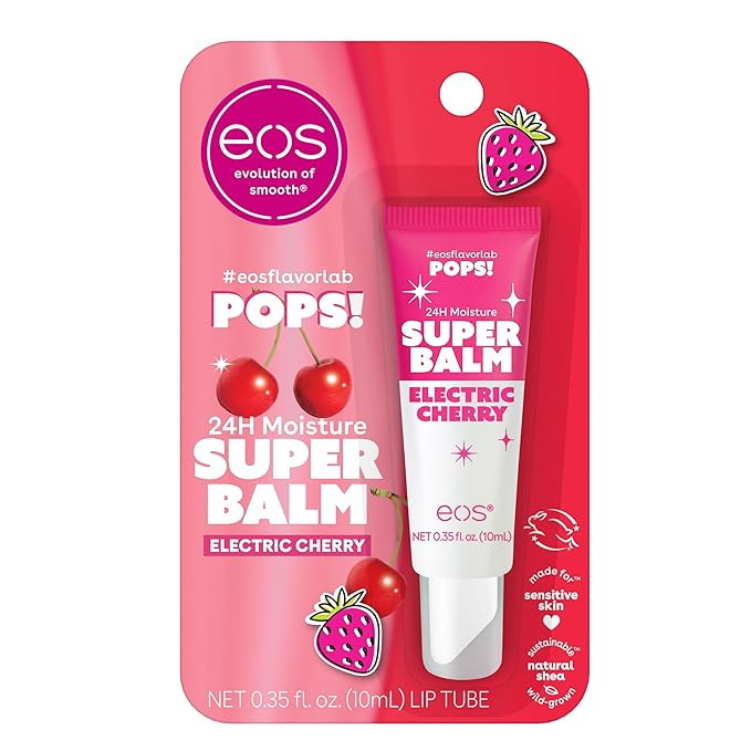 eos 24H Moisture Super Balm- Electric Cherry, Limited-Edition Lip Mask, 0.35 fl oz-VivaGrace Women