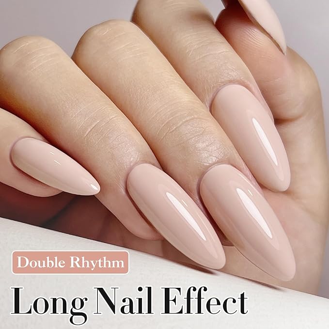 Double Rhythm Gel Polish Translucent Sheer Neutral Natural Light Milky Same Color Same Bottle 15ML Jelly UV Gel Polish Art DIY at Home (Nude Beige-A1119)-VivaGrace Women