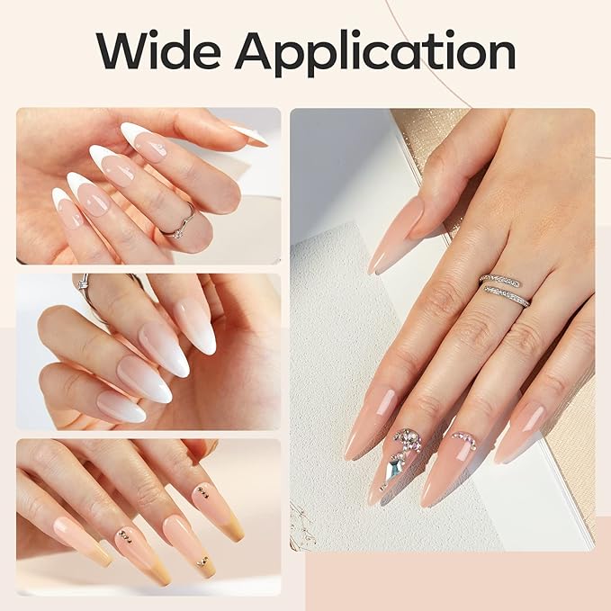 modelones 8-in-One Builder Nail Gel, Neutral Nude Builder for Thickening, LED Lamp Cured Hard Strengthener Extension Color Base Rhinestone Glue Gel Polish in a Bottle for DIY Home Salon-VivaGrace Women