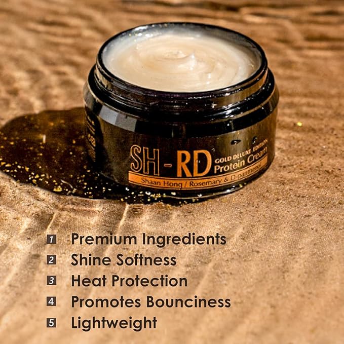 SH-RD Protein Cream Gold Deluxe Edition | Deep Conditioner for Dry Damaged Hair | Leave-In Hair Protein w/Rosemary & Gold Leaf | Repair Split Ends, Promote Shine - 2.71oz/80ml-VivaGrace Women