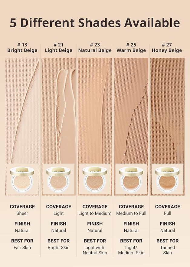 MISSHA Glow Cushion No.25 Warm Beige for Natural Skin Radiant & Moisturizing Skin with Buildable Coverage-VivaGrace Women