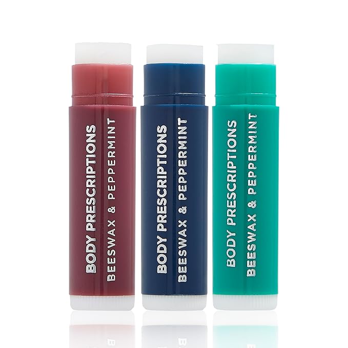 Body Prescriptions Lip Balm Trio for Men - Beeswax and Peppermint | Christmas Stocking Present Set | Nourishing and Moisturizing Formula | Protect and Hydrate Dry Lips | Great Holiday Present for Him-VivaGrace Women