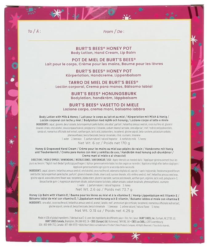 Burts Bees Honey Pot Holiday Gift Kit, 1 EA-VivaGrace Women