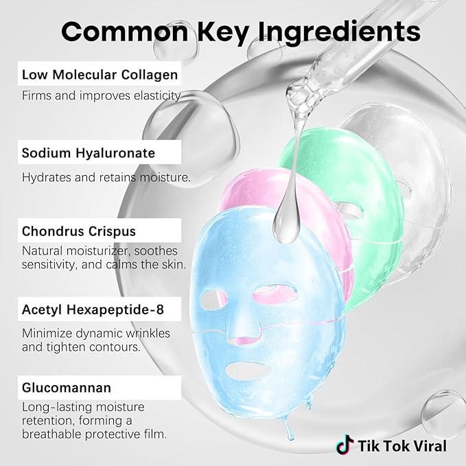 ISTON 4-in-1 Bio-Collagen Real Deep Mask Set -Plump Sagging Skin,Deep Hydration,Soothe & Repair,Nourish & Firm, Overnight Hydrogel Mask for All Skin Type-VivaGrace Women