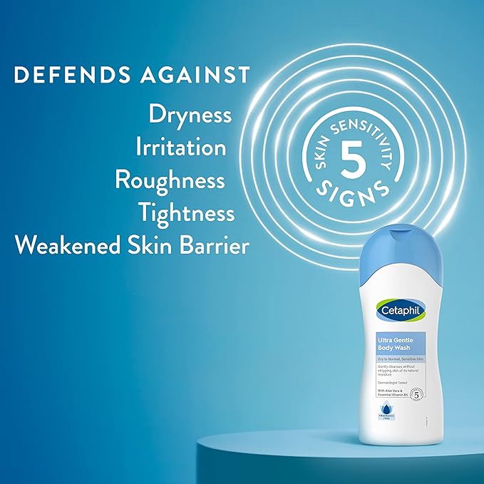 Cetaphil Ultra Gentle Refreshing Body Wash, For Dry To Normal, Sensitive Skin, Aloe Vera, Vitamin B5, Hypoallergenic, Dermatologist Tested, Fragrance Free, 16.9oz Pack of 3-VivaGrace Women