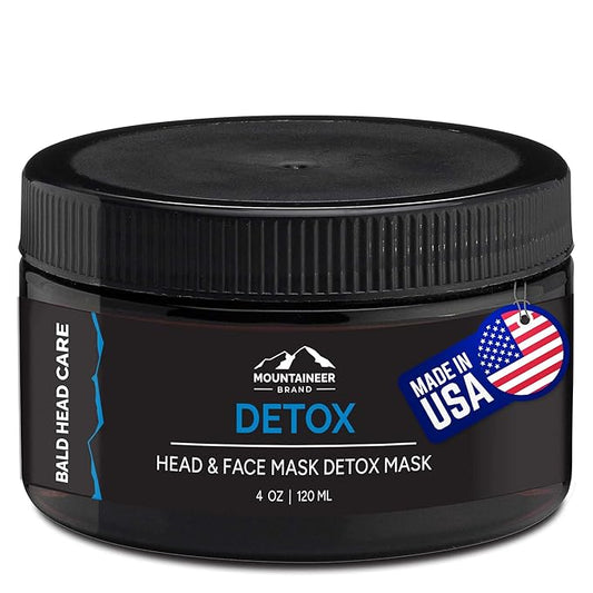 Mountaineer Brand Bald Head Care Detox Mask for Men | All Natural Exfoliator & Moisturizer with Bentonite Clay & Charcoal | Step 5 Head, Face, Skin Cleansing Mask for Soft Fresh Skin | Unscented 4oz-VivaGrace Women
