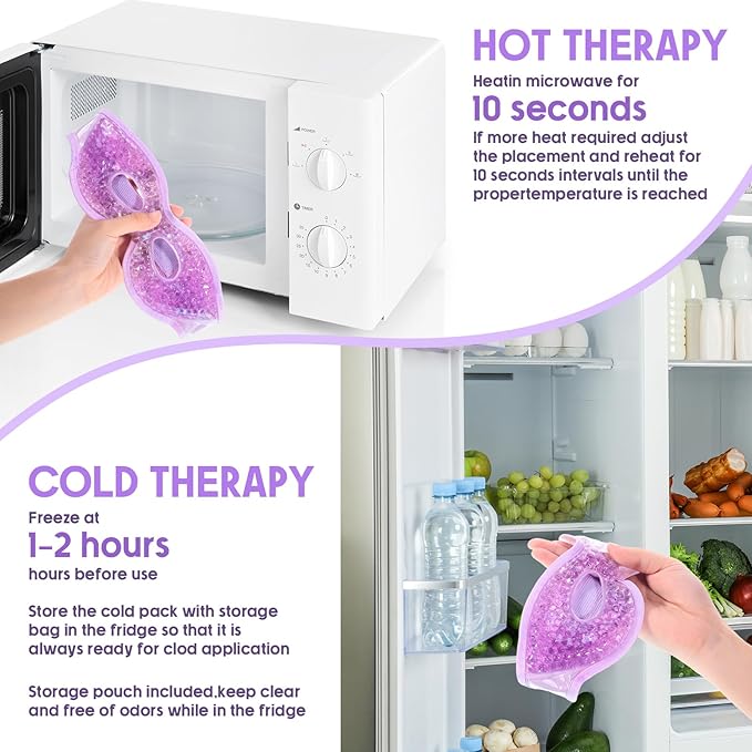 8 Pcs Gel Eye Mask Reusable Cooling Eye Mask Hot Cold Eye Mask with Plush Backing Eye Ice Pack for Cold Compress Dry Eyes Stress Relief Skin Care-VivaGrace Women