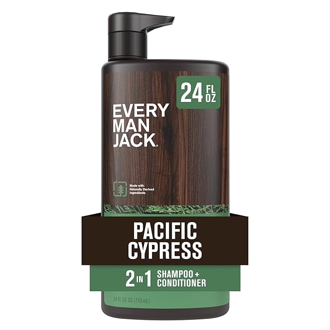 Every Man Jack 2-in-1 Daily Shampoo + Conditioner - Pacific Cypress | Nourishing For All Hair Types, Naturally Derived, Cruelty-Free Shampoo and Conditioner Set for Men | 24oz -1 Bottle-VivaGrace Women