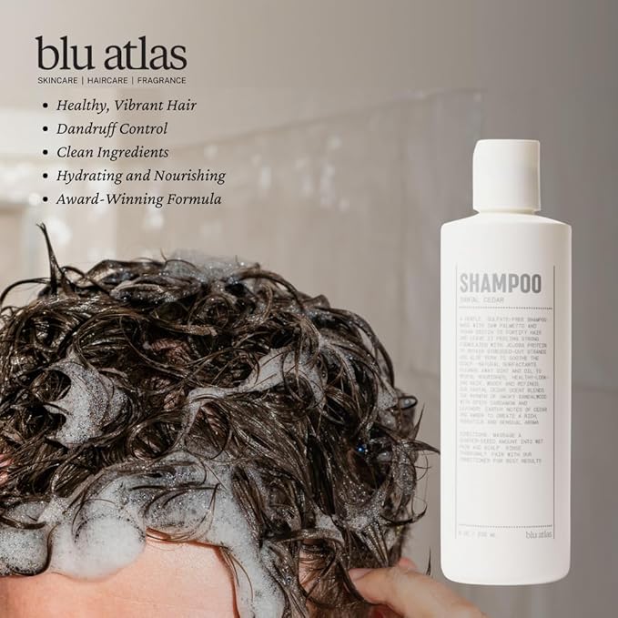 Blu Atlas Men's Natural Shampoo – Organic, Sulfate-Free, Paraben-Free – Deep Cleansing & Hydrating – Santal Cedar Scent – Made in America – 8 oz-VivaGrace Women
