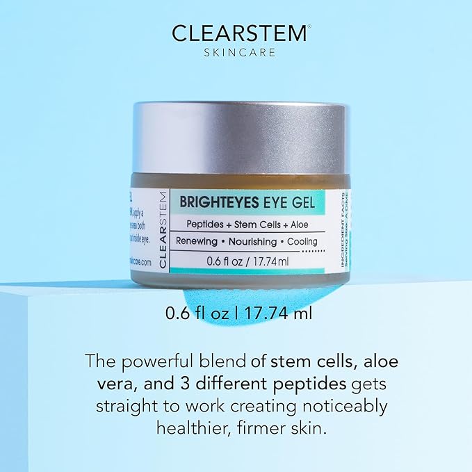 CLEARstem - BRIGHTEYES - Nourishing Anti-Aging Eye Gel - For Puffy Eyes, Crow's Feet, & Dark Circles - Made with Collagen, Stem Cells, Peptides & Aloe Vera - Vegan - Gluten Free - Men & Women - 0.6 oz-VivaGrace Women