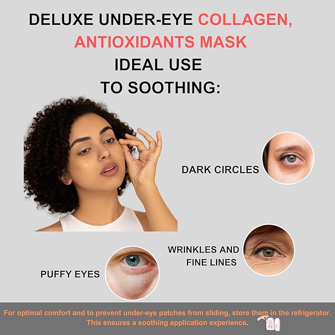 Under Eye Patches (60PCS) Under Eye Mask Collagen, Antioxidants & Hyaluronic Acid Collagen, Under Eye Wrinkle Eye Gels Pads, Anti-Aging Eye Mask Reduce Dark Circles, Puffiness Undereye Bags, Wrinkles-VivaGrace Women