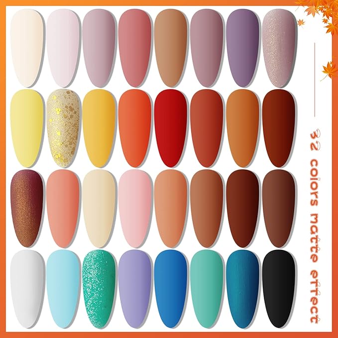 JODSONE 36 Pcs Gel Nail Polish Kit with U V Light of 32 Color Gel Polish Nail Collections Base and Top Glitter Coat Manicure Tools-VivaGrace Women