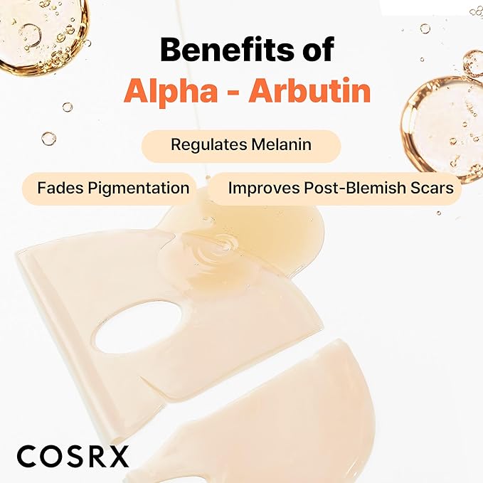 COSRX The Alpha-Arbutin Discoloration Care Hydrogel Face Masks Skincare 3 EA, Collagen Face Mask, Travel Essentials, Overnight Face Mask, Korean SkinCare-VivaGrace Women
