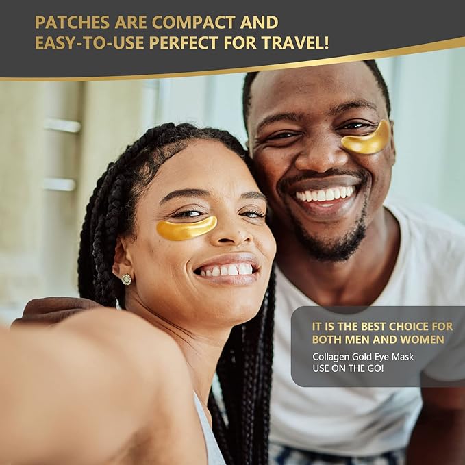 24K Gold Eye Mask, 30 Pairs, Natural Anti-aging Eye Pads for Puffy Eyes, Dark Circles, and Eye Bags with Amino Acid & Collagen, with Revitalize and Hydrate Your Skin-VivaGrace Women