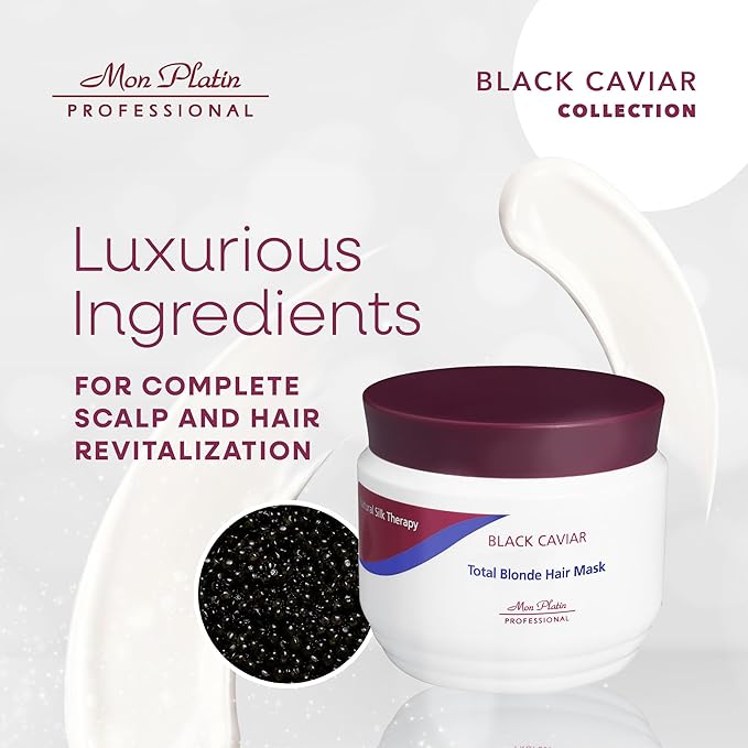 Mon Platin Professional Black Caviar Blonde Hair Mask & HY Loren Blonde Hair Shampoo, Intensive Moisturizing Treatments for Blonde, Bleached & Color-Treated Hair, SLS/SLES/Salt-Free, 500ml Each-VivaGrace Women