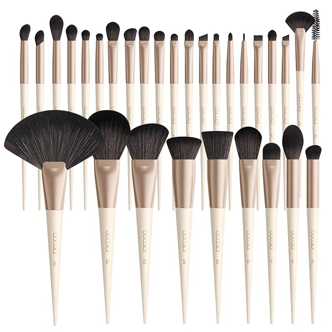 docolor Makeup Brushes Professional 30Pcs Make up Brushes Set Premium Synthetic Kabuki Foundation Blending Brush Face Powder Blush Concealers Eye Shadows Beige-VivaGrace Women