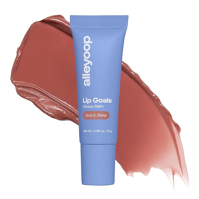 Alleyoop Glossy Lip Balm - Lip Goals, Rose & Shine (Sheer Dusty Rose) - Hydrating & Moisturizing Lip Care for Cracked Lips - Natural Plumping Lip Moisturizer That Smooths, Soothes, & Protects - Vegan-VivaGrace Women