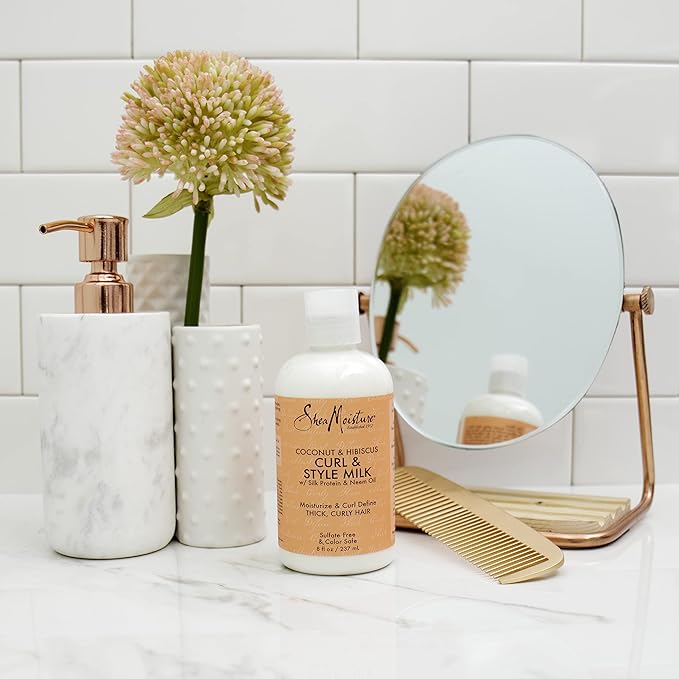 SheaMoisture Curl & Style Milk Coconut & Hibiscus with Silk Protein & Neem Oil for Thick, Defined, Curly Hair Fair Trade, Sulfate-Free 8 oz-VivaGrace Women