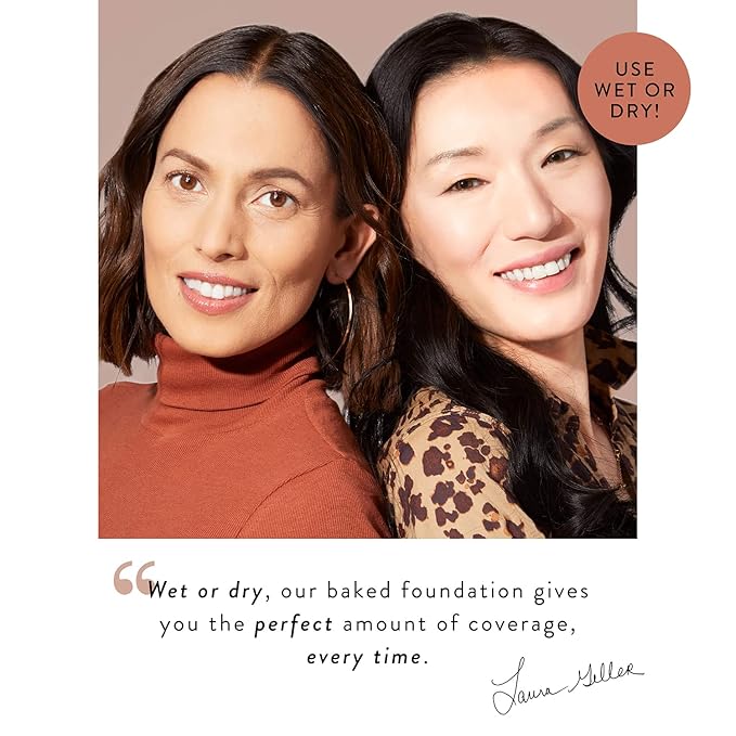 LAURA GELLER NEW YORK Baked Double Take Powder Foundation - Honey - Buildable Medium to Full Coverage - Matte Finish-VivaGrace Women