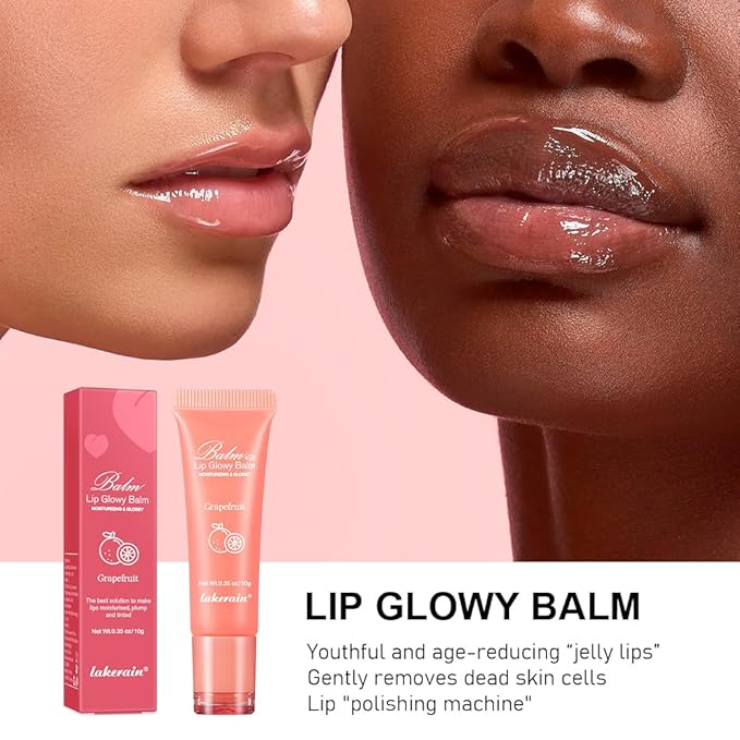 Hydrating Lip Butter Balm for a Glossy Finish and Lip Glow - Lip Glowy Balm with Summer-worthy Fragrance | Vegan Lip Care (#3-Grapefruit)-VivaGrace Women